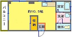 コーポ港 ワンルームの間取図画像