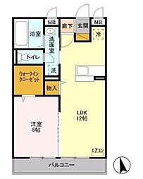 サニーウエル 3階1LDKの間取り