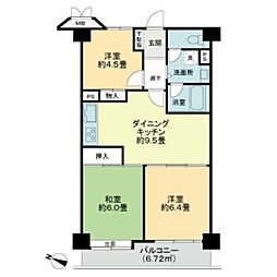 ライオンズマンション多摩永山第3 4階3DKの間取り