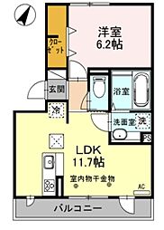 オリーブ 1階1LDKの間取り