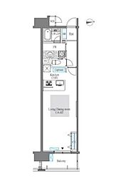 ロイヤルパークス西新井 1Kの間取図画像