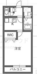キャピタル蒲生 1Kの間取図画像
