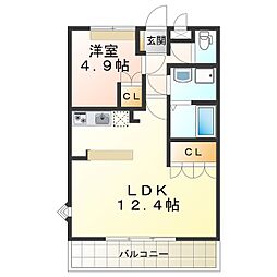 YOUコーポ 1LDKの間取図画像
