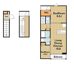 グランハーモニー忠生公園 3階2LDKの間取り