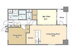 レクセルマンション上野松が谷 6階1SLDKの間取り
