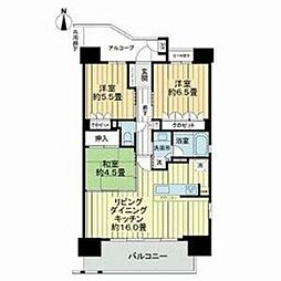 ネバーランド阿倍野西田辺 10階3LDKの間取り
