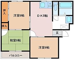 ローズマリーヒルズ 3階3DKの間取り