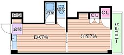 ルクレアK 1DKの間取図画像