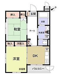こもれび滝山 3階2DKの間取り