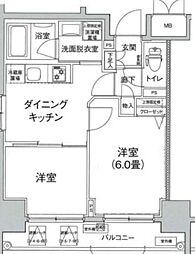 ルフレリバーサイド町屋 2DKの間取図画像