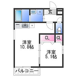 フジパレス和歌山駅東2番館 1LDKの間取図画像