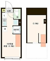 MIKI ワンルームの間取図画像