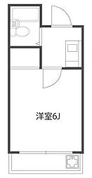 エクセランス滝山Ａ 2階1Kの間取り
