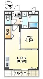 ピュアガーデン美穂 2階1LDKの間取り