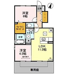 モクレン 1階2LDKの間取り