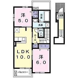 ベル・フランＡ 2階2LDKの間取り