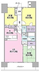 グランカーサ新小岩 3階3LDKの間取り