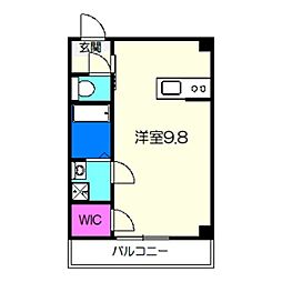 アビーコリーヌIII 3階ワンルームの間取り