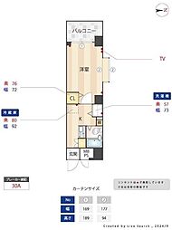 メインステージ五反野 10階1Kの間取り