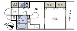 パシフィックパレス都立大 1DKの間取図画像