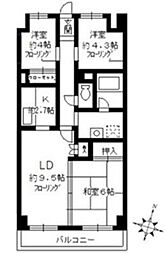 カサグランデ大宮 2階3LDKの間取り