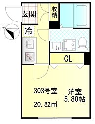 ＣＦジオーレ小岩ＷＥＳＴ 3階1DKの間取り