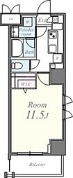 グランドール文京 7階1Kの間取り