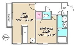 サン・ビエール 1階1LDKの間取り