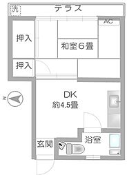 スリービーマンション 1DKの間取図画像
