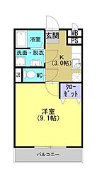 コンヴェニーレ　エス 2階1Kの間取り