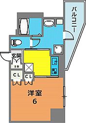 神戸元町Noah 2階1Kの間取り