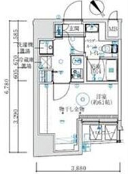 MAXIV国立矢川 1Kの間取図画像