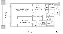 Daiwaリバーゲートレジデンス北ウィング 1LDKの間取図画像