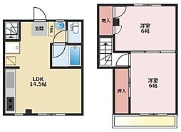 プラトウハウス 2階2DKの間取り