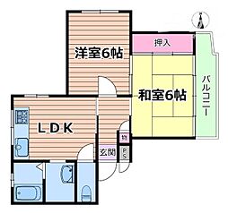 ピットレスク千里 2階2LDKの間取り