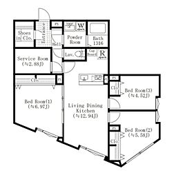 EDIT西池袋 2階3LDKの間取り