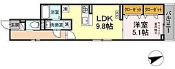 D-ROOM八幡町 2階1LDKの間取り