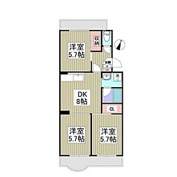 旭が丘カサヴェール 1階3DKの間取り