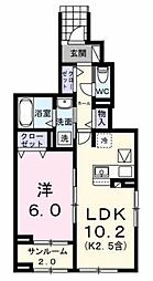 エール アン 1階1LDKの間取り