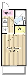 ラベンダー湘南3 1Kの間取図画像