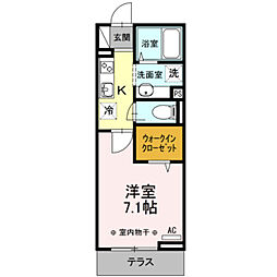 コーポ盛 1Kの間取図画像