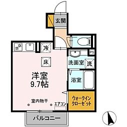 La Luce奏の杜 1階ワンルームの間取り