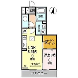 スカイシャイン 1LDKの間取図画像