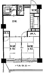 御苑フラワーマンション 2DKの間取図画像