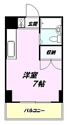 JR中央線 八王子駅 徒歩7分の賃貸マンション 3階ワンルームの間取り