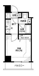 プレール・ドゥーク北新宿4 1Kの間取図画像