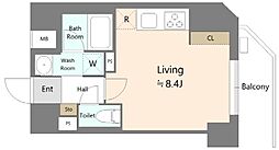 アリビス本郷三丁目 4階ワンルームの間取り