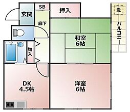 青愛ビル 2階2DKの間取り