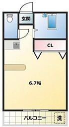 プレステージ竹ノ塚 ワンルームの間取図画像