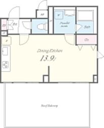 ROOTs Shibuya Honmachi 6階ワンルームの間取り